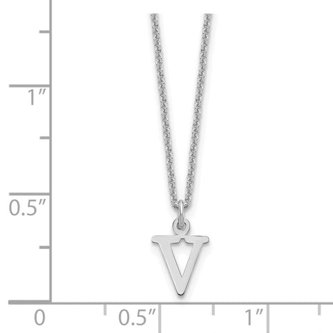 14KW Cutout Letter V Initial Necklace-WBC-XNA727W/V