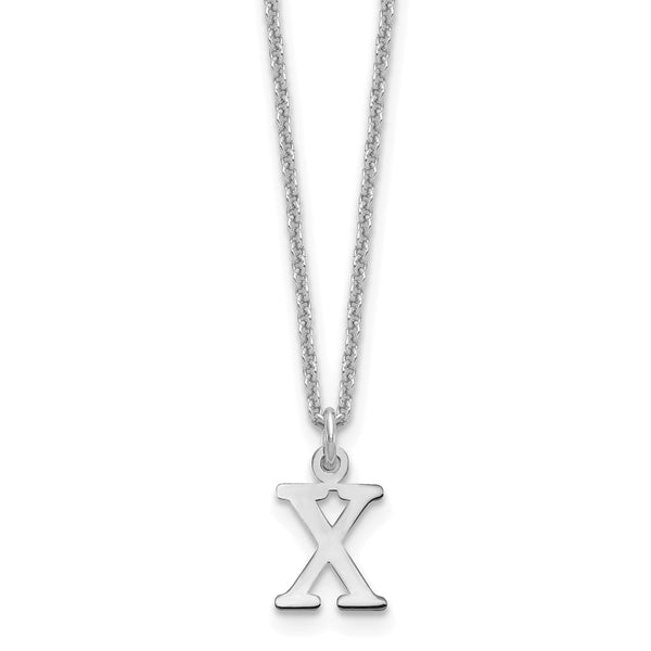 14KW Cutout Letter X Initial Necklace-WBC-XNA727W/X