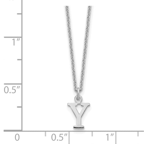 14KW Cutout Letter Y Initial Necklace-WBC-XNA727W/Y