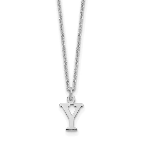 14KW Cutout Letter Y Initial Necklace-WBC-XNA727W/Y