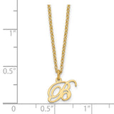 Sterling Silver Gold-plated Letter B Initial Necklace-WBC-XNA756GP/B