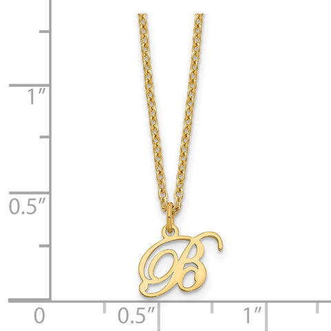 Sterling Silver Gold-plated Letter B Initial Necklace-WBC-XNA756GP/B