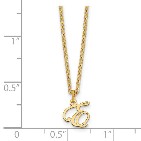 Sterling Silver Gold-plated Letter E Initial Necklace-WBC-XNA756GP/E
