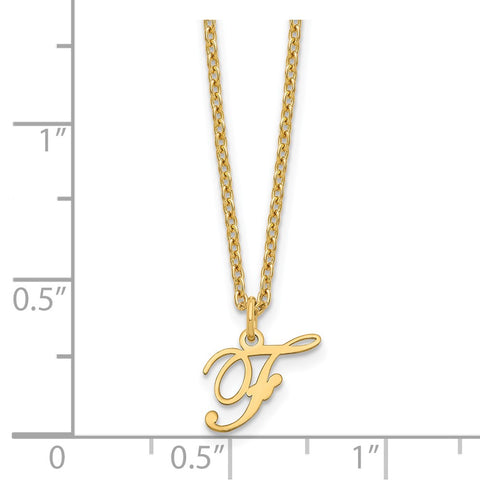 Sterling Silver Gold-plated Letter F Initial Necklace-WBC-XNA756GP/F