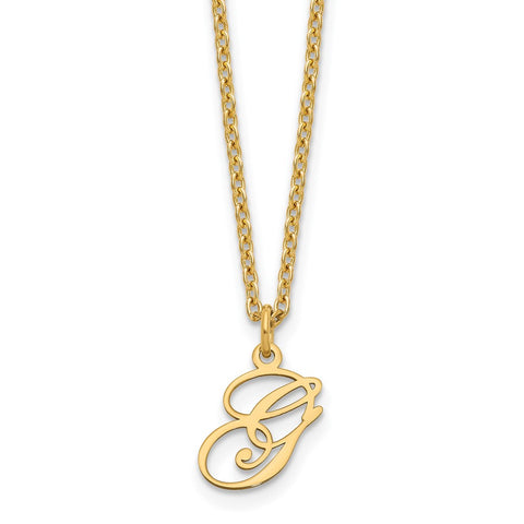 Sterling Silver Gold-plated Letter G Initial Necklace-WBC-XNA756GP/G