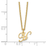 Sterling Silver Gold-plated Letter H Initial Necklace-WBC-XNA756GP/H