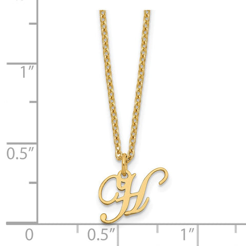 Sterling Silver Gold-plated Letter H Initial Necklace-WBC-XNA756GP/H