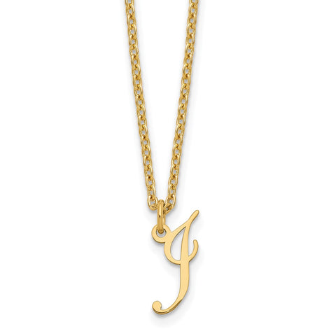 Sterling Silver Gold-plated Letter I Initial Necklace-WBC-XNA756GP/I
