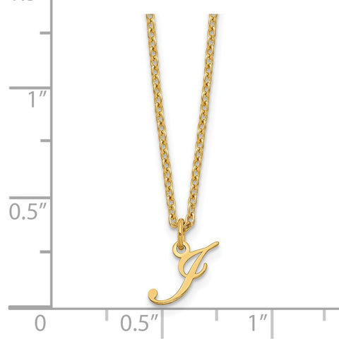 Sterling Silver Gold-plated Letter J Initial Necklace-WBC-XNA756GP/J