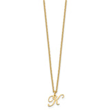 Sterling Silver Gold-plated Letter K Initial Necklace-WBC-XNA756GP/K