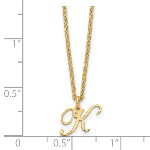 Sterling Silver Gold-plated Letter K Initial Necklace-WBC-XNA756GP/K