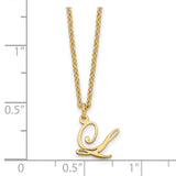 Sterling Silver Gold-plated Letter L Initial Necklace-WBC-XNA756GP/L
