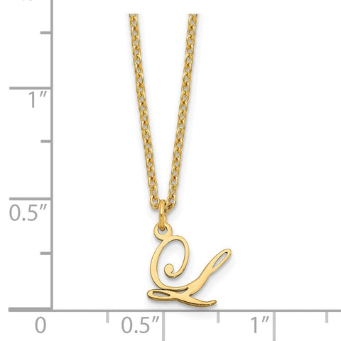 Sterling Silver Gold-plated Letter L Initial Necklace-WBC-XNA756GP/L