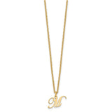 Sterling Silver Gold-plated Letter M Initial Necklace-WBC-XNA756GP/M