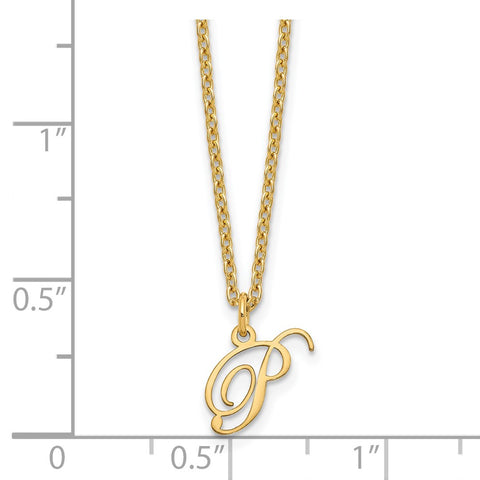 Sterling Silver Gold-plated Letter P Initial Necklace-WBC-XNA756GP/P