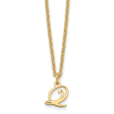 Sterling Silver Gold-plated Letter Q Initial Necklace-WBC-XNA756GP/Q