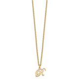 Sterling Silver Gold-plated Letter R Initial Necklace-WBC-XNA756GP/R
