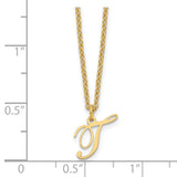 Sterling Silver Gold-plated Letter T Initial Necklace-WBC-XNA756GP/T