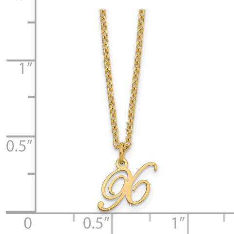 Sterling Silver Gold-plated Letter X Initial Necklace-WBC-XNA756GP/X