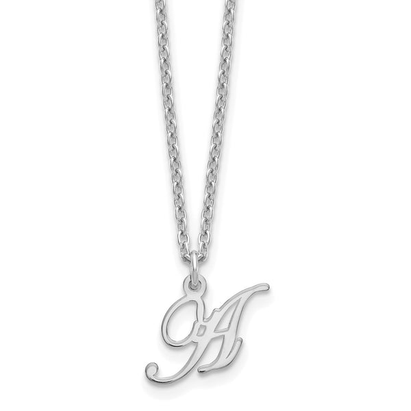 Sterling Silver Rhodium-plated Letter A Initial Necklace-WBC-XNA756SS/A
