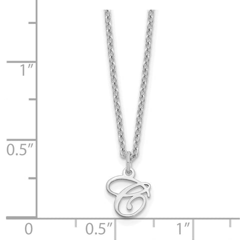 Sterling Silver Rhodium-plated Letter C Initial Necklace-WBC-XNA756SS/C