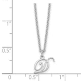 Sterling Silver Rhodium-plated Letter D Initial Necklace-WBC-XNA756SS/D