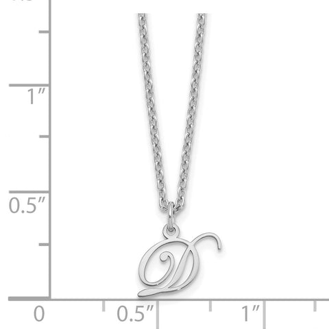 Sterling Silver Rhodium-plated Letter D Initial Necklace-WBC-XNA756SS/D
