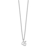 Sterling Silver Rhodium-plated Letter E Initial Necklace-WBC-XNA756SS/E