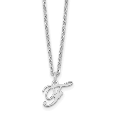 Sterling Silver Rhodium-plated Letter F Initial Necklace-WBC-XNA756SS/F