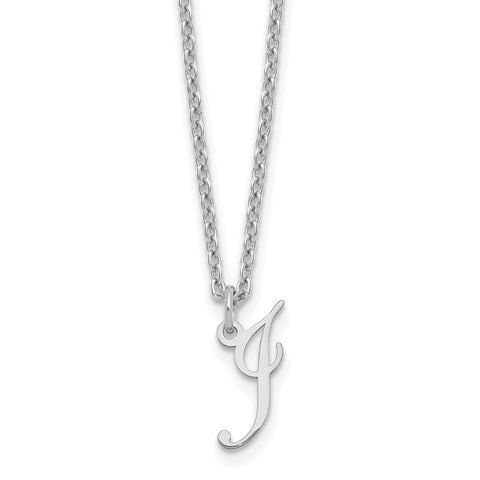 Sterling Silver Rhodium-plated Letter I Initial Necklace-WBC-XNA756SS/I