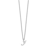 Sterling Silver Rhodium-plated Letter J Initial Necklace-WBC-XNA756SS/J