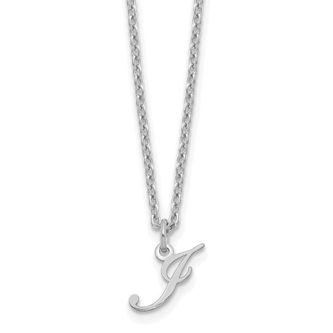 Sterling Silver Rhodium-plated Letter J Initial Necklace-WBC-XNA756SS/J