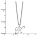 Sterling Silver Rhodium-plated Letter K Initial Necklace-WBC-XNA756SS/K
