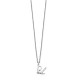 Sterling Silver Rhodium-plated Letter L Initial Necklace-WBC-XNA756SS/L