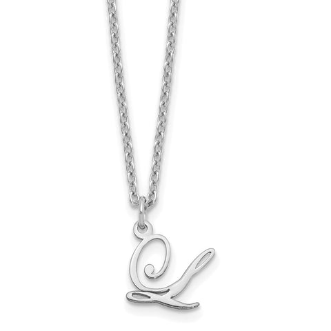 Sterling Silver Rhodium-plated Letter L Initial Necklace-WBC-XNA756SS/L