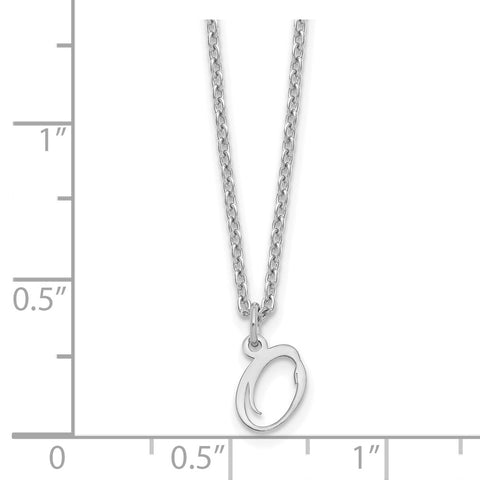 Sterling Silver Rhodium-plated Letter O Initial Necklace-WBC-XNA756SS/O