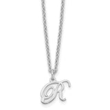 Sterling Silver Rhodium-plated Letter R Initial Necklace-WBC-XNA756SS/R