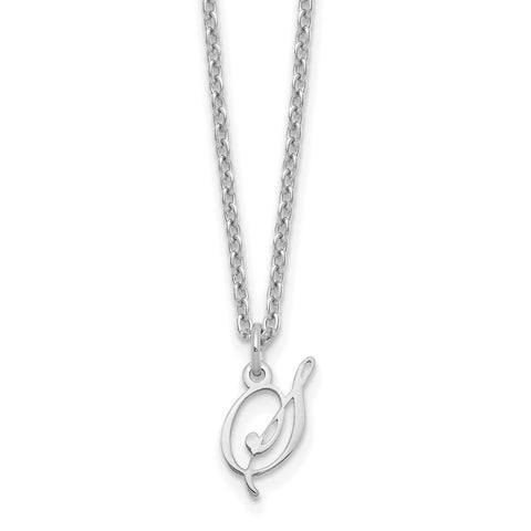 Sterling Silver Rhodium-plated Letter S Initial Necklace-WBC-XNA756SS/S