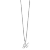 Sterling Silver Rhodium-plated Letter X Initial Necklace-WBC-XNA756SS/X