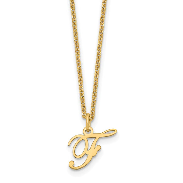 14ky Letter F Initial Necklace-WBC-XNA756Y/F