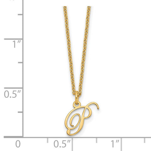 14ky Letter P Initial Necklace-WBC-XNA756Y/P