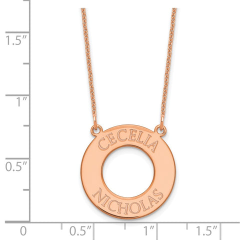 14K Rose Gold Open Circle with 2 Names Necklace-WBC-XNA760R