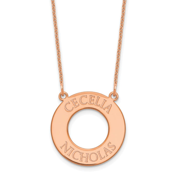 14K Rose Gold Open Circle with 2 Names Necklace-WBC-XNA760R