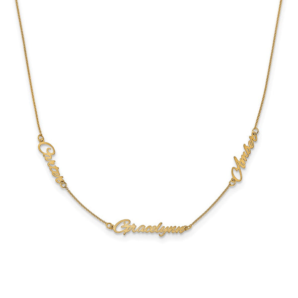 14K Brushed 3 Name Necklace-WBC-XNA879Y