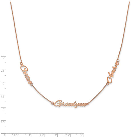 14K Rose Gold Brushed 3 Name Necklace-WBC-XNA879R