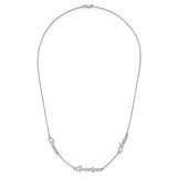 14K White Gold Brushed 3 Name Necklace-WBC-XNA879W