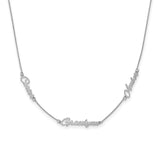 14K White Gold Brushed 3 Name Necklace-WBC-XNA879W