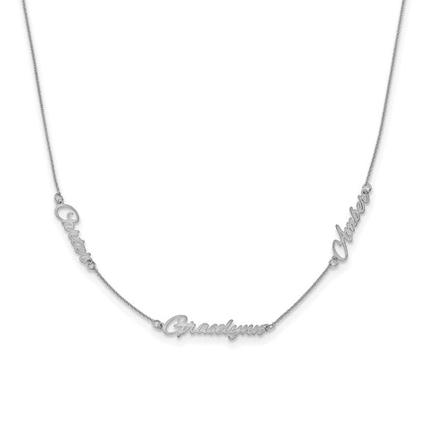 14K White Gold Brushed 3 Name Necklace-WBC-XNA879W