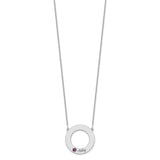 14KW 1 Name and Birthstone w/ 18k Bezel Cut Out Circle Necklace-WBC-XNA880/1W