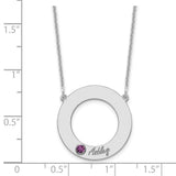 14KW 1 Name and Birthstone w/ 18k Bezel Cut Out Circle Necklace-WBC-XNA880/1W